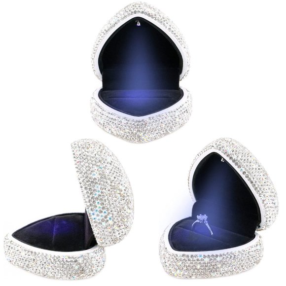 NEW Sparkling Swarovski Crystal Rhinestone Heart Bling Jewelry Ring Box … - Picture 4 of 17